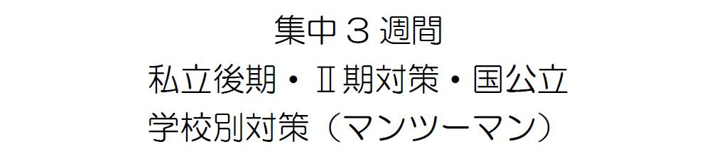 集中3週間 私立後期・Ⅱ期対策・国公立 学校別対策(マンツーマン)